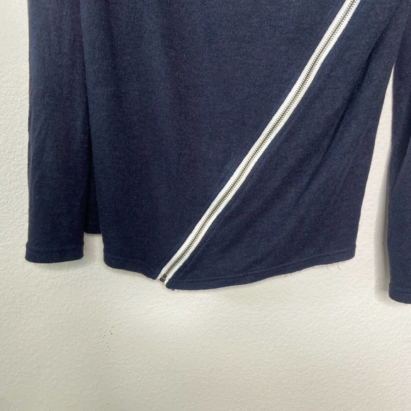 H2H Asymmetrical Cowl Neck Zipper Detail Navy Sweater Sz M - Picture 4 of 10